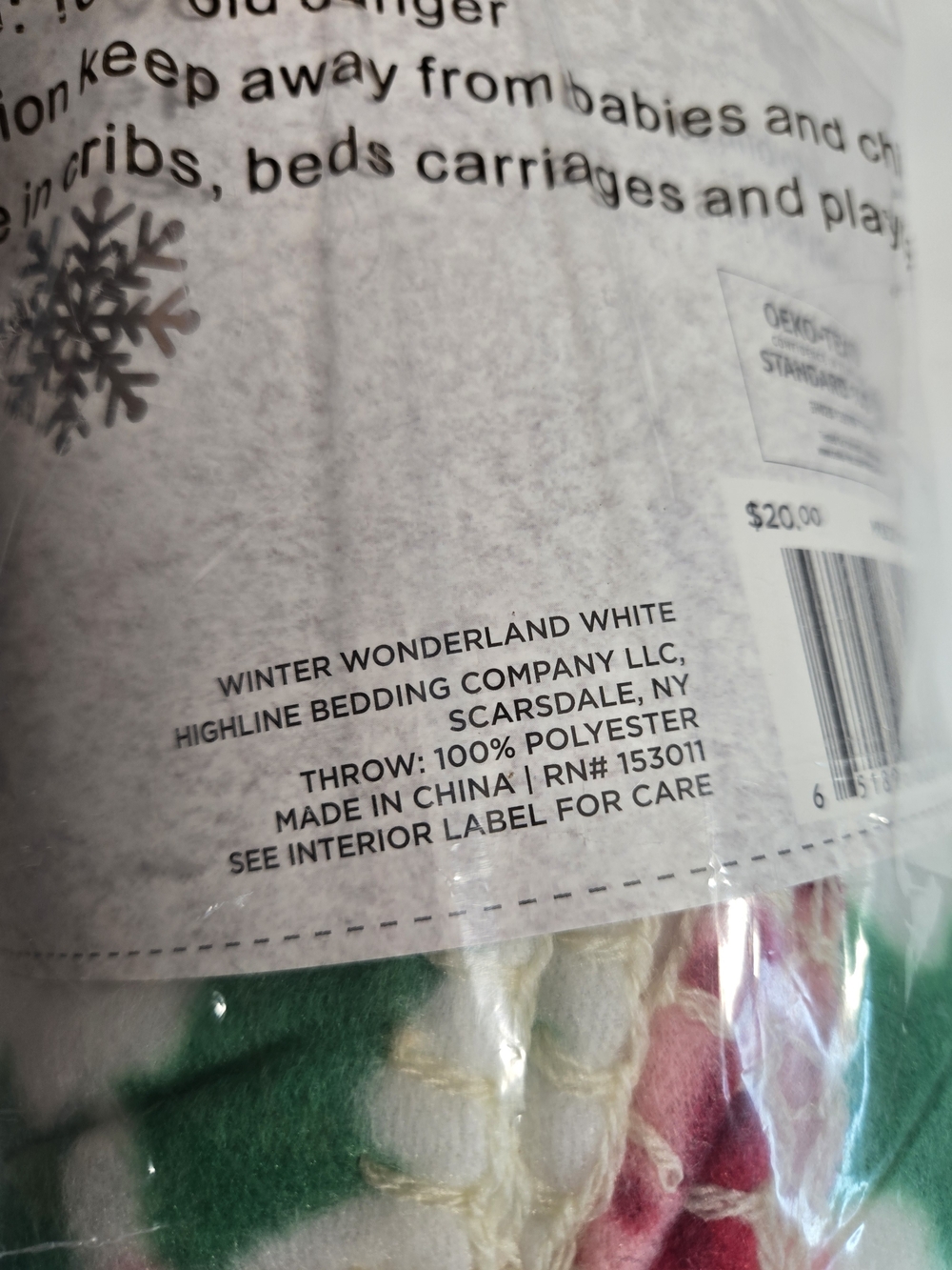 Birch Trail White Holiday Christmas Printed Fleece Throw. | 50" x 60" - Picture 4 of 6
